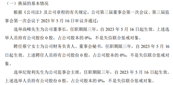 安行天下选举高峰为公司董事长2022年公司净利339.06万